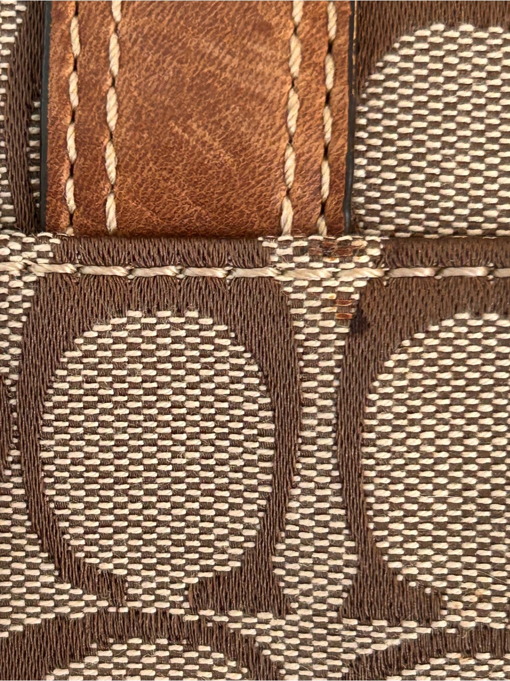 VTG Y2K Coach Chelsea Signature Turnlock Shoulder Bag Tan Leather Trim 10986 - Picture 9 of 11